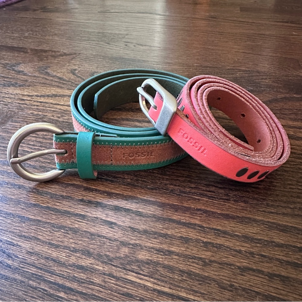 Set of 2 Vintage Women’s Fossil  Leather Belts